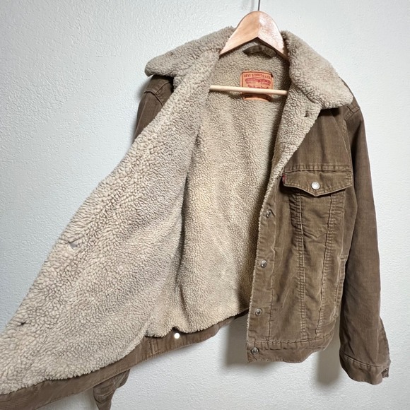 Levi's 70520 Corduroy Sherpa Trucker Jacket Retro Workwear Western Brown Size M - Picture 5 of 13